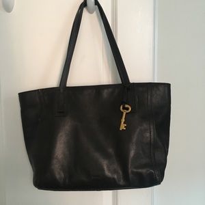 Fossil black leather tote